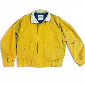 Vintage London fog yellow bomber jacket with blue lining size large